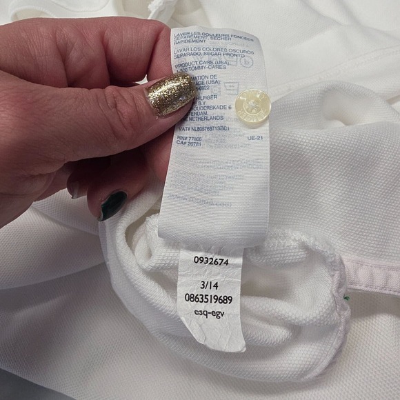 Tommy Hilfiger Polo Shirt Mens 2XL White Short Sleeve Hi‎ Low Hem Casual Golf - Picture 15 of 16